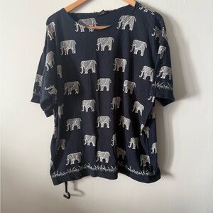 Vintage Elephant Print T-Shirt Primitive Arts LTD Black White Cotton XXL